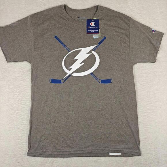 Champion Tampa Bay Lightning T-Shirt Men's Size Medium Gray/Blue/White - Picture 1 of 9